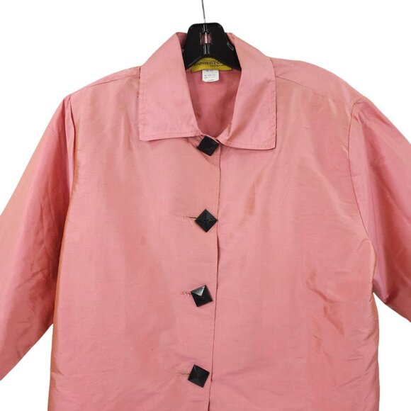 Painted Pony Uniquely USA Silk Vintage Button Front Jacket L Bubblegum Pink - Picture 12 of 16